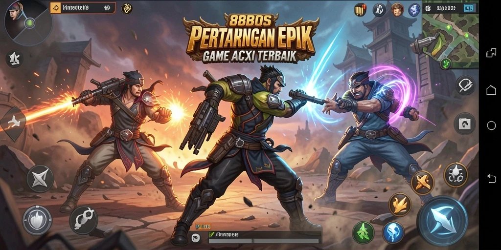 Tampilan gameplay yang menegangkan dari 88BOS saat pertarungan melawan musuh.