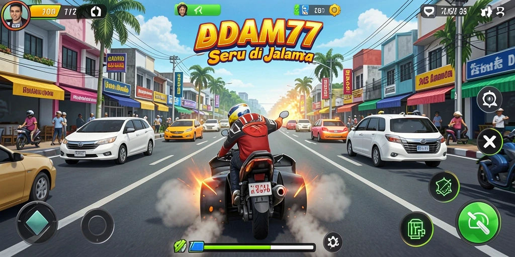 Tampilan gameplay menegangkan dalam balapan yang seru dan kompetitif.