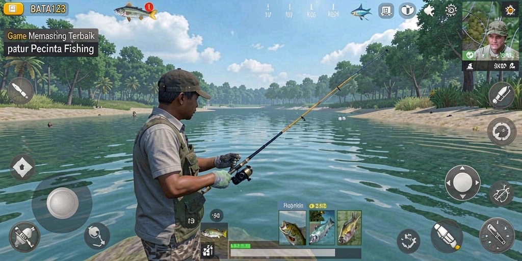 Tampilan gameplay BATA123 dengan suasana memancing yang menakjubkan.