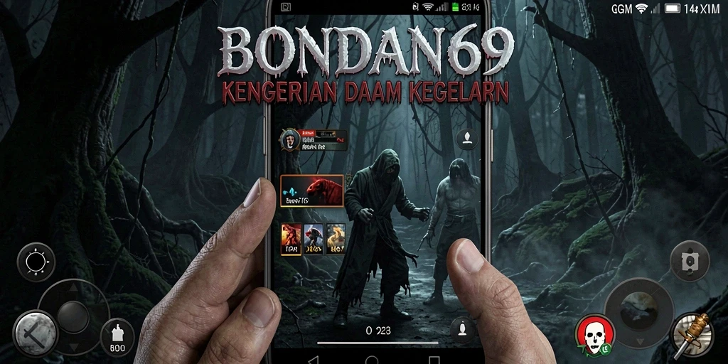Tampilan gameplay BONDAN69 dengan suasana mencekam dan menakutkan.