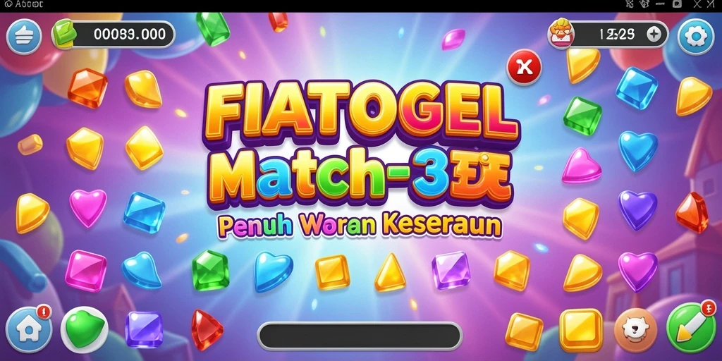 Tangkapan layar FIATOGEL menampilkan gameplay yang penuh warna dan strategi Match-3.
