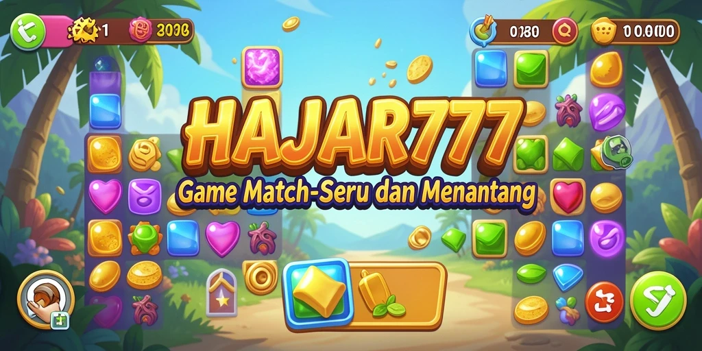 Screenshot gameplay menampilkan serunya mencocokkan item dalam HAJAR777.