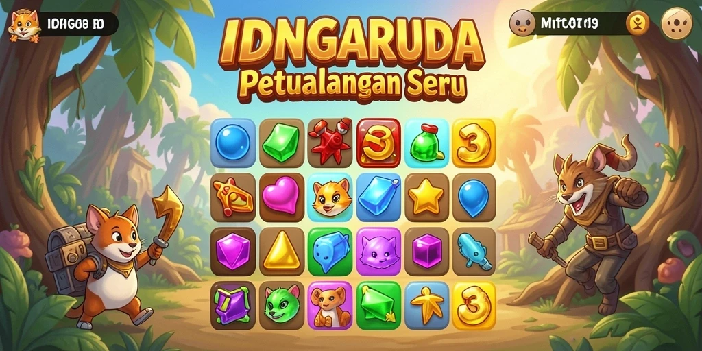 Tampilan mengasyikkan gameplay IDNGARUDA di level Match-3.