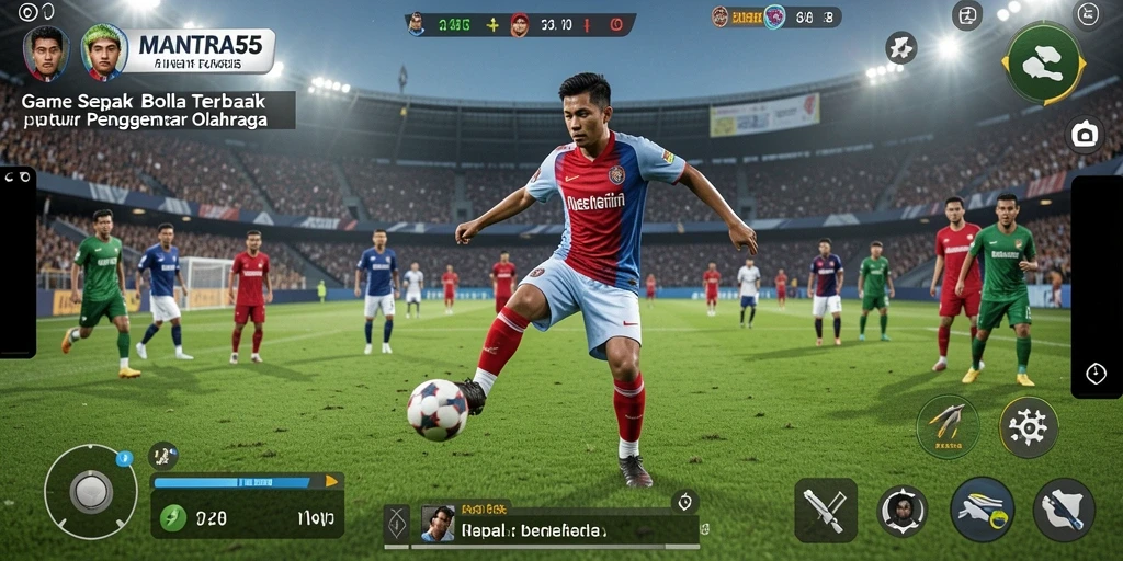Tampilan gameplay <strong>MANTRA55</strong> penuh aksi sepak bola yang mendebarkan.