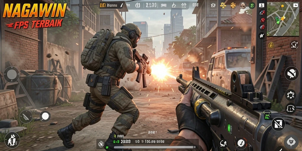 Gameplay NAGAWIN yang intens dan seru dalam aksi FPS.