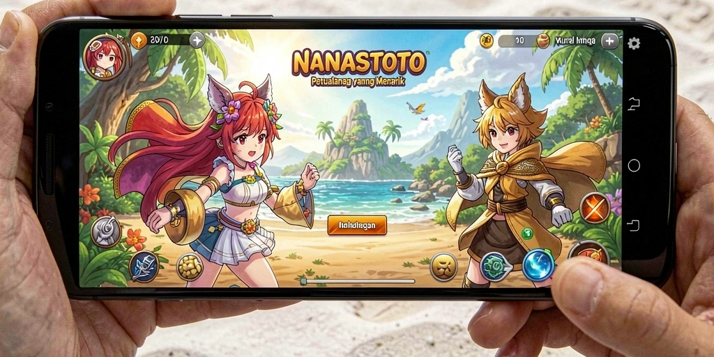 Tangkapan layar NANASTOTO menampilkan aksi seru dalam permainan Anime.