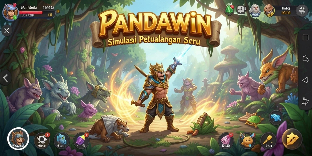 Tampilan gameplay yang menawan dari PANDAWIN saat menjalani petualangan.