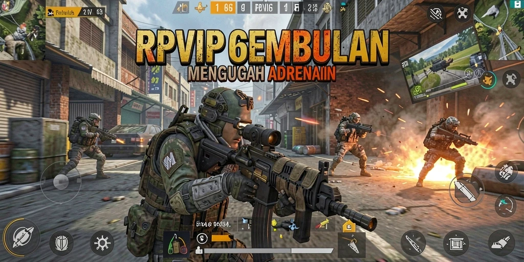 Gameplay RPVIP6 menunjukkan pertempuran intens dalam dunia FPS.