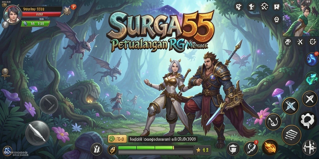 Tampilan gameplay yang mendebarkan dari petualangan RPG di SURGA55.