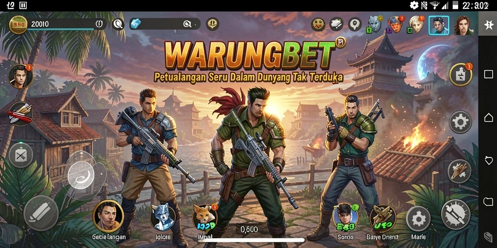 Tangkapan layar utama WARUNGBET menampilkan aksi petualangan yang mendebarkan.